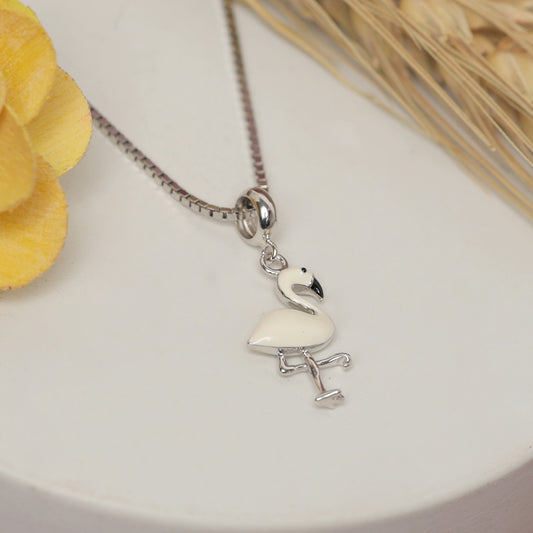 Cute Crane Cartoon Silver Pendent with Chain - varudijewellers