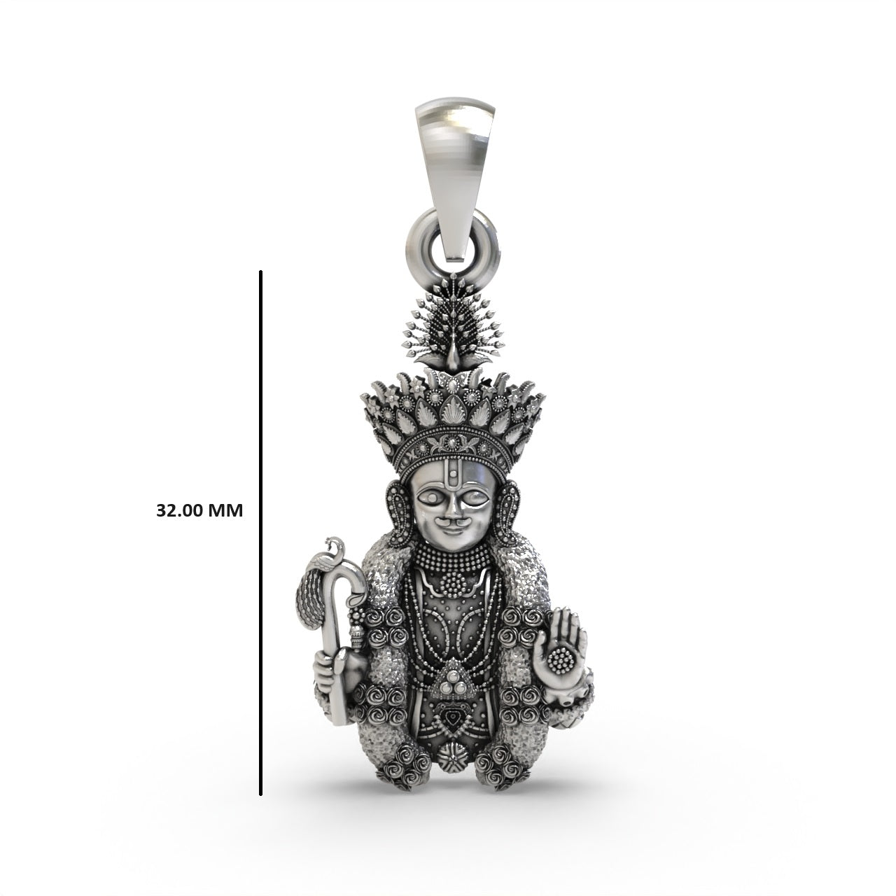 Silver Hari krishna Maharaj Pendant