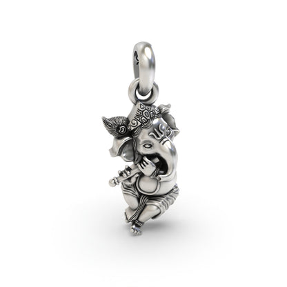 Silver Krishna Style Ganesh Pendant
