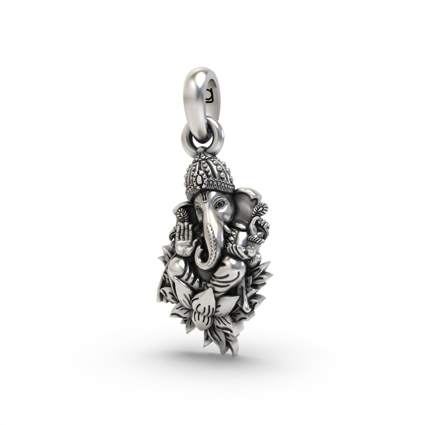 Ganesha Sitting On Lotus Flower Pendant