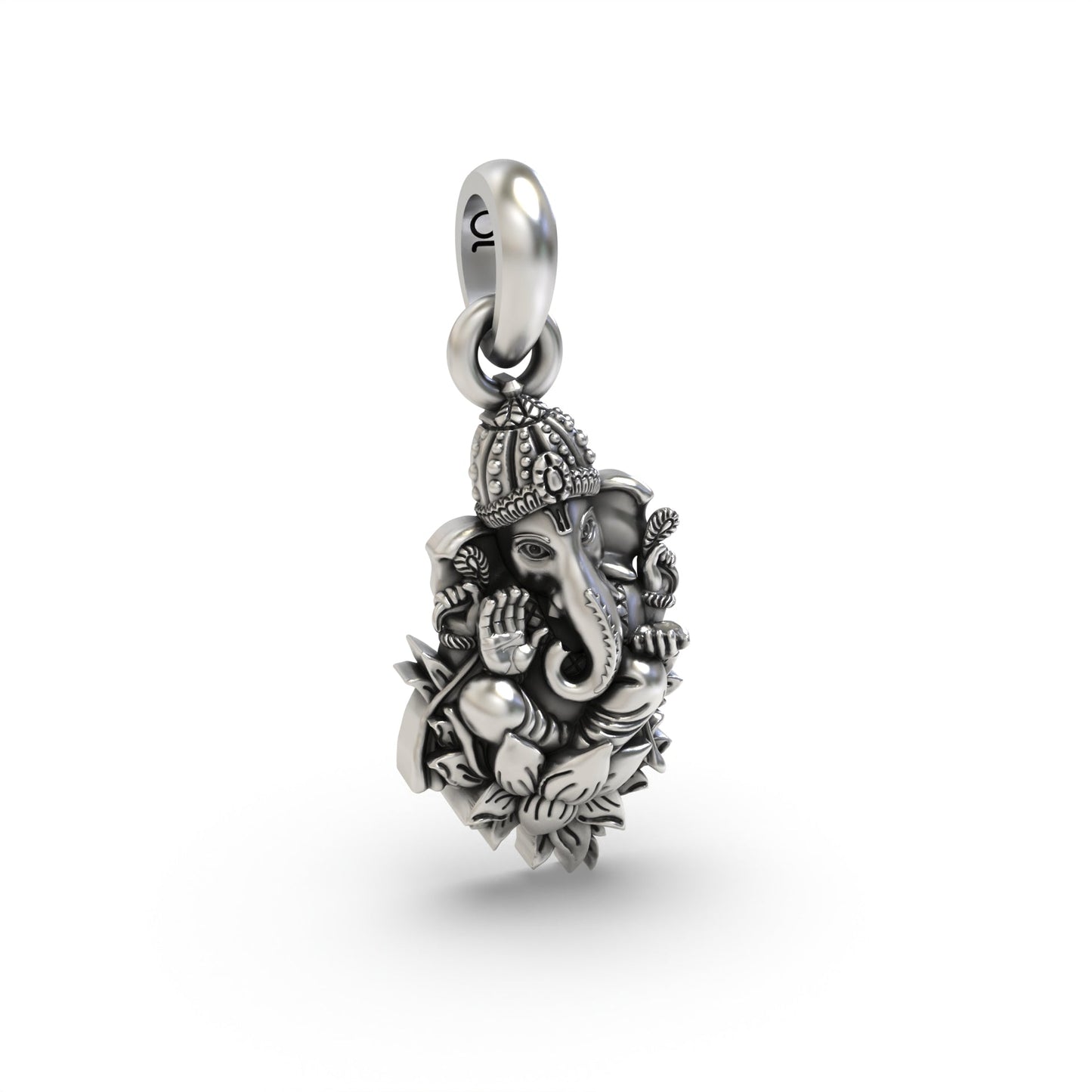 Ganesha Sitting On Lotus Flower Pendant