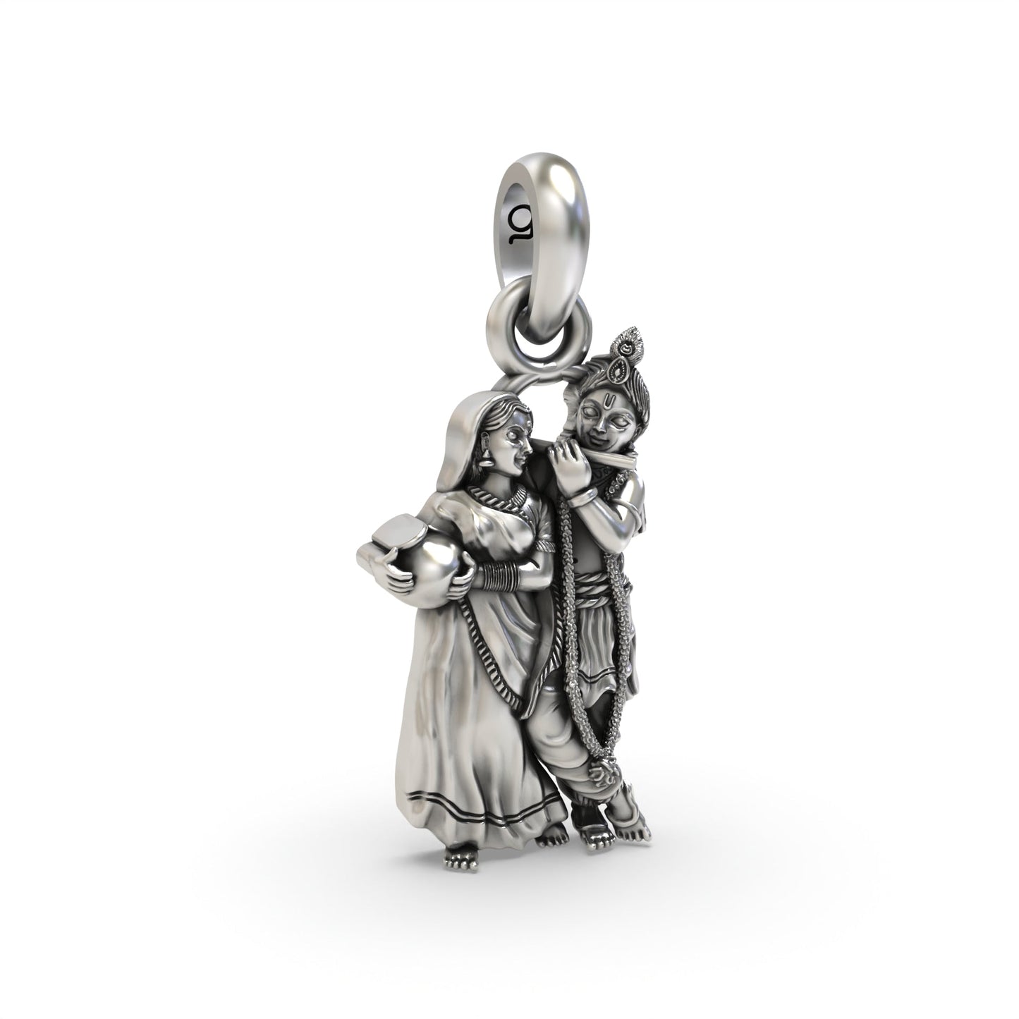 Exquisite Radha Krishna Silver Pendant