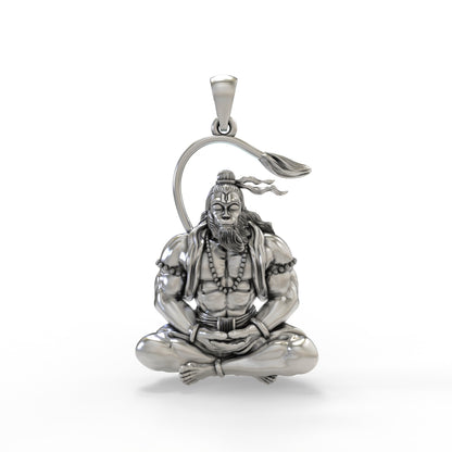 925 Silver Hanuman Meditation Pendant