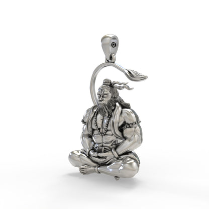 925 Silver Hanuman Meditation Pendant