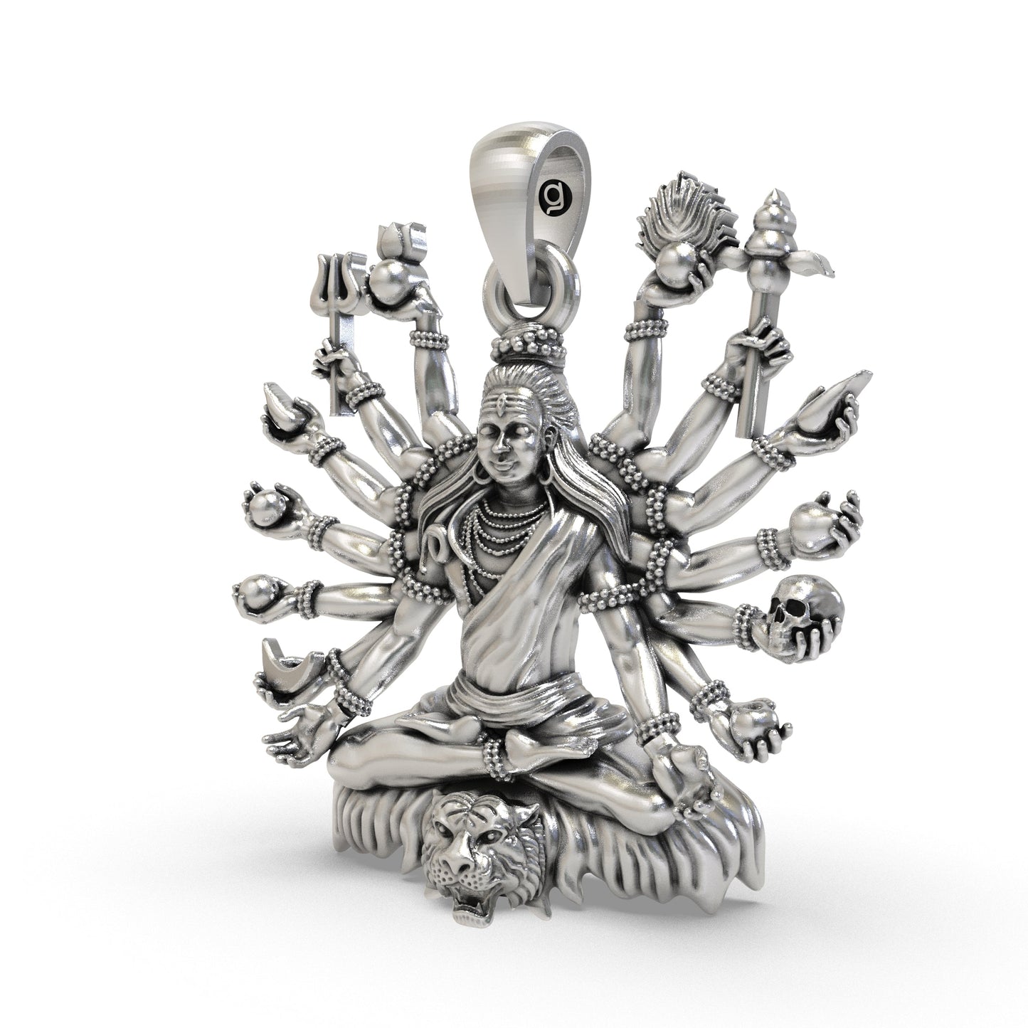 Silver Shiva Mudra Pendants for Meditation