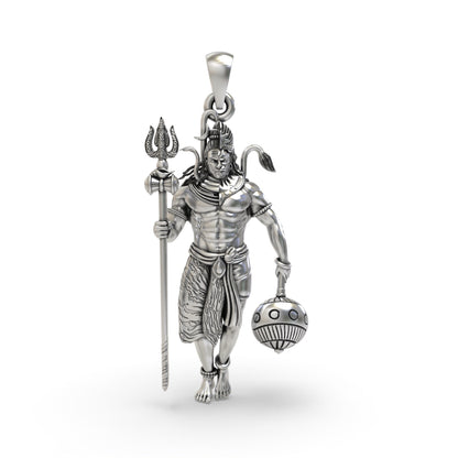 925 Silver Shiv and Hanumanji Pendant