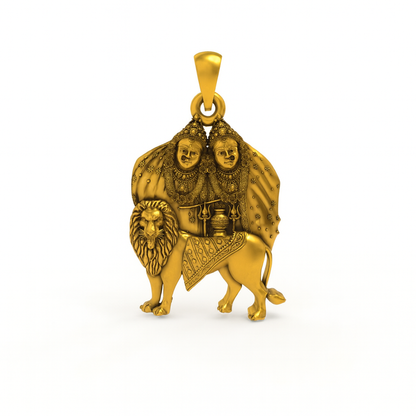 925 Silver Chamunda Maa Pendant ( Gold-Plated )