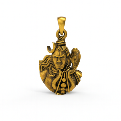 Silver Mahadev Face Pendant ( Gold-Plated )